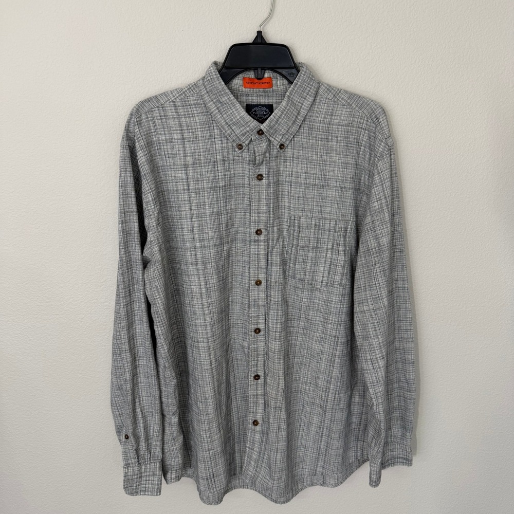 St. John's Bay‎ Button Down Shirt Mens XL Grey Good Comfort Stretch Performance